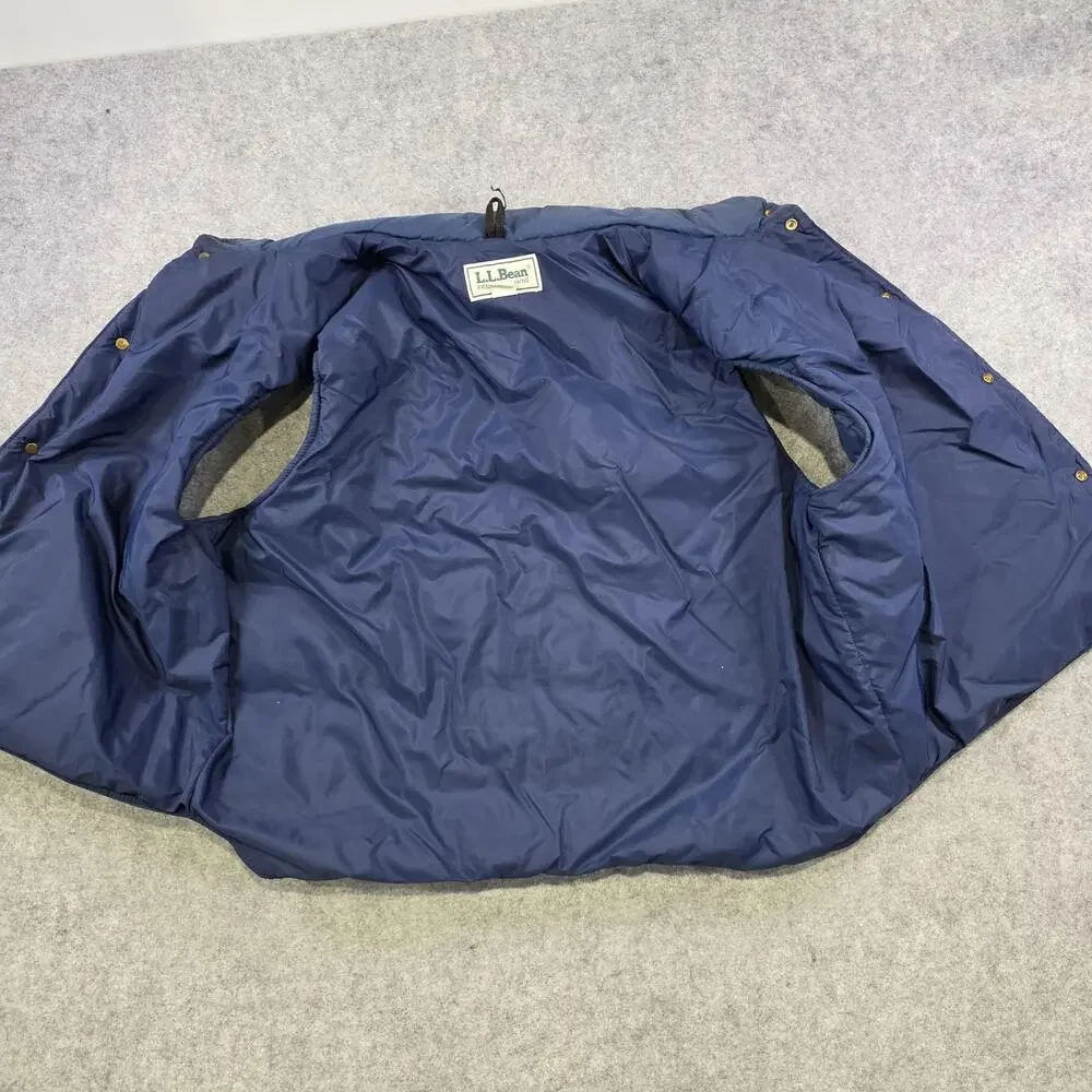 Vintage LL Bean Vest Mens XL Blue Nylon Insulated Snap Puffer‎ Made USA 90s 80s